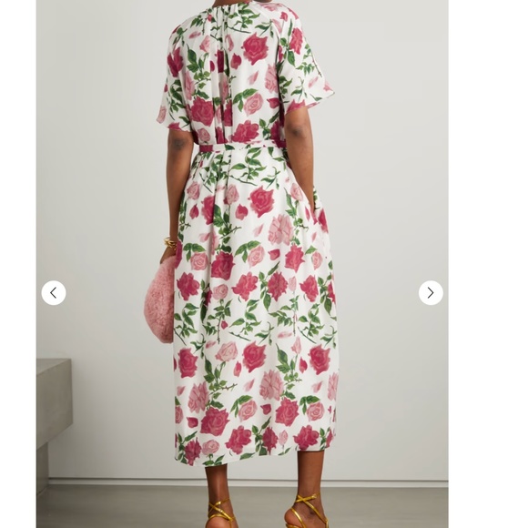 Emilia Wickstead Floral Midi Dress in Pink and Green - Picture 2 of 5